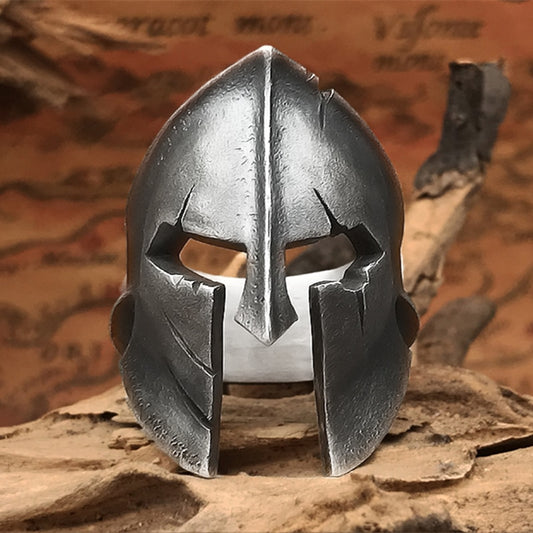 Bague Casque spartiate <br> Leonidas (Acier)