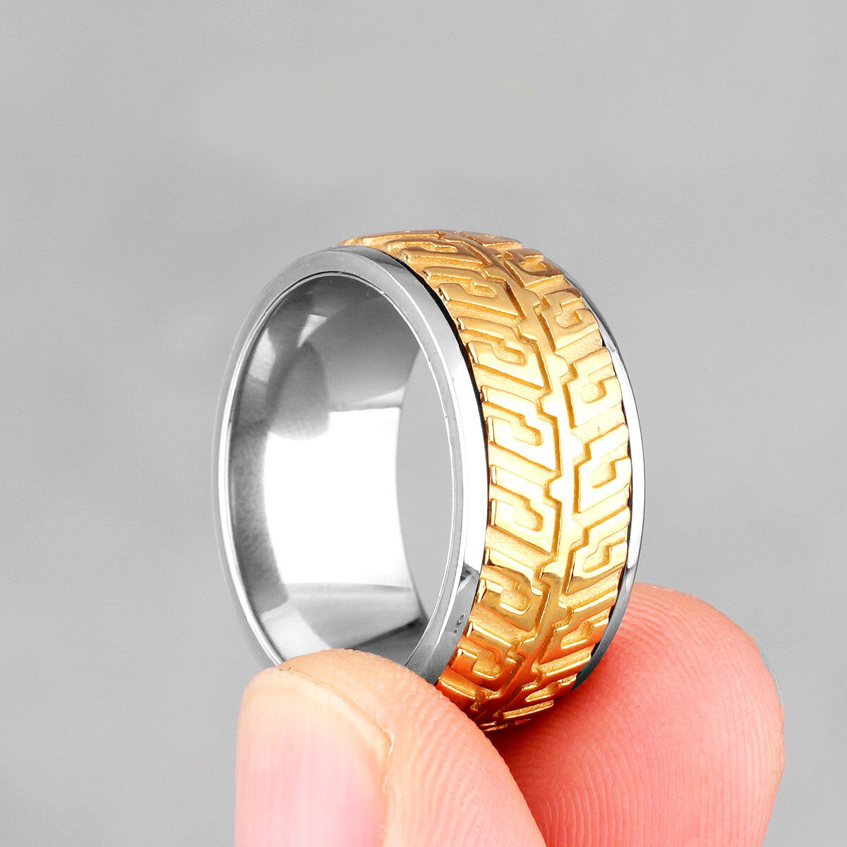 Bague grec <br> Spartiate (Acier)